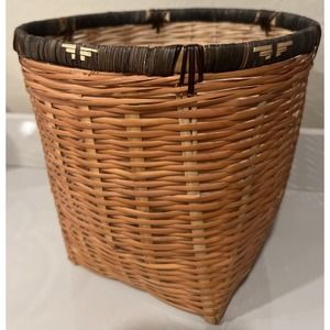 Vintage Philippines Hand Woven Tribal Carrying Basket 8.25" Boho